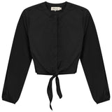 Cropped Cotton Tie Blouse