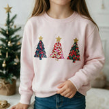 Liberty of London children's Christmas trees design pale pink jumper