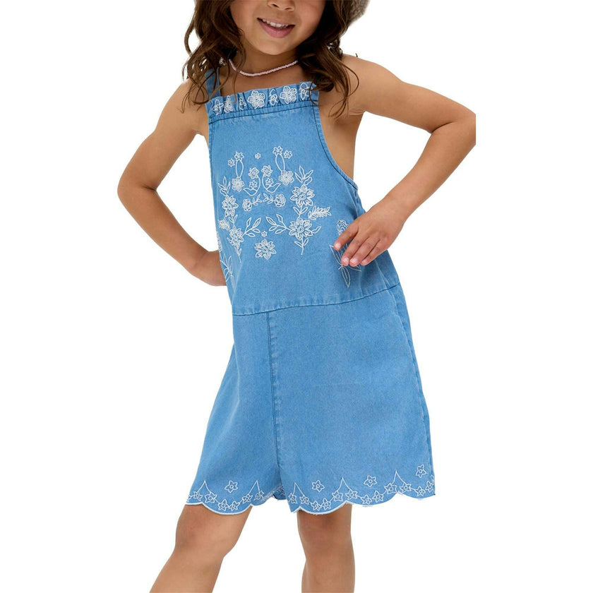 Rachel Scalloped Hem Embroidered Romper