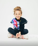 Rainbow Tie-Dye Ruffle Sweatshirt And Pant Set