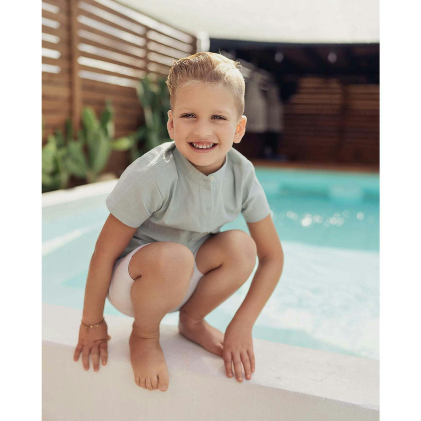 Smocked Floral Boys Shirt