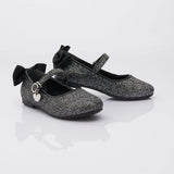 Black Glitter Bow Flats