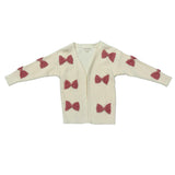 Girls Bow Cardigan in Wild Rosewood
