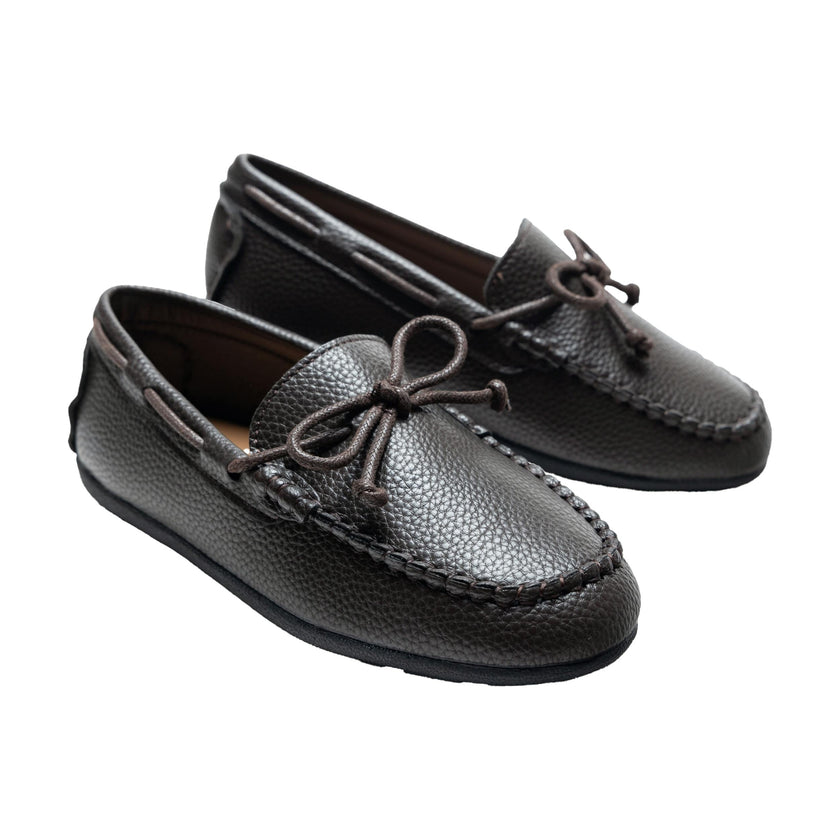 Mocha Faux Leather Laced Loafers