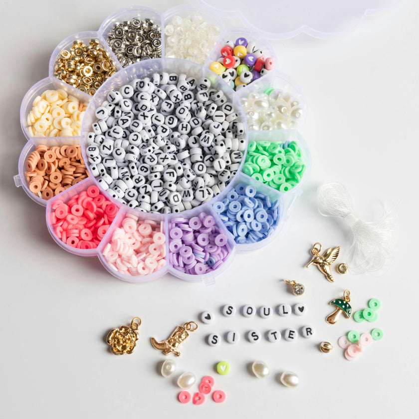 Pastel Heishi Bead Box with Pearls