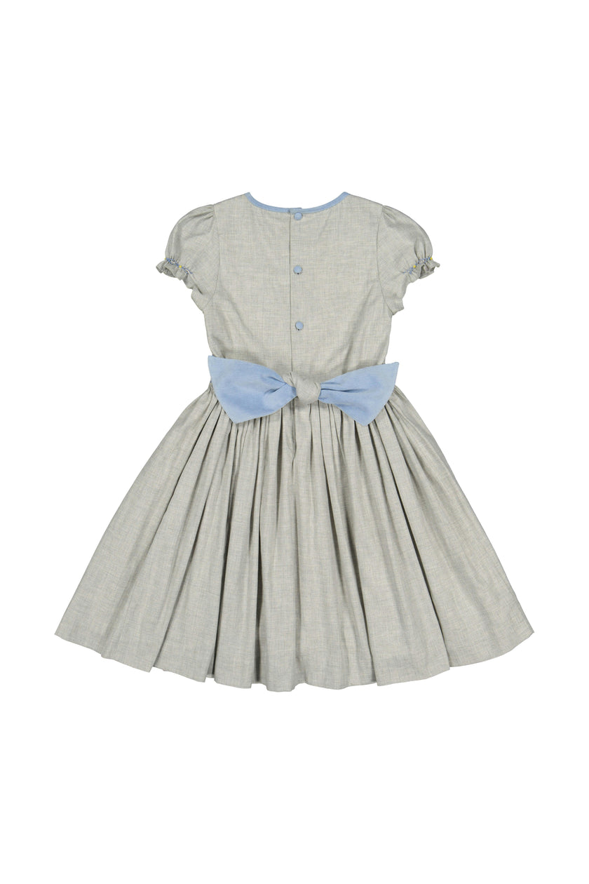 AMBRE GREY FLANNEL SMOCKED DRESS