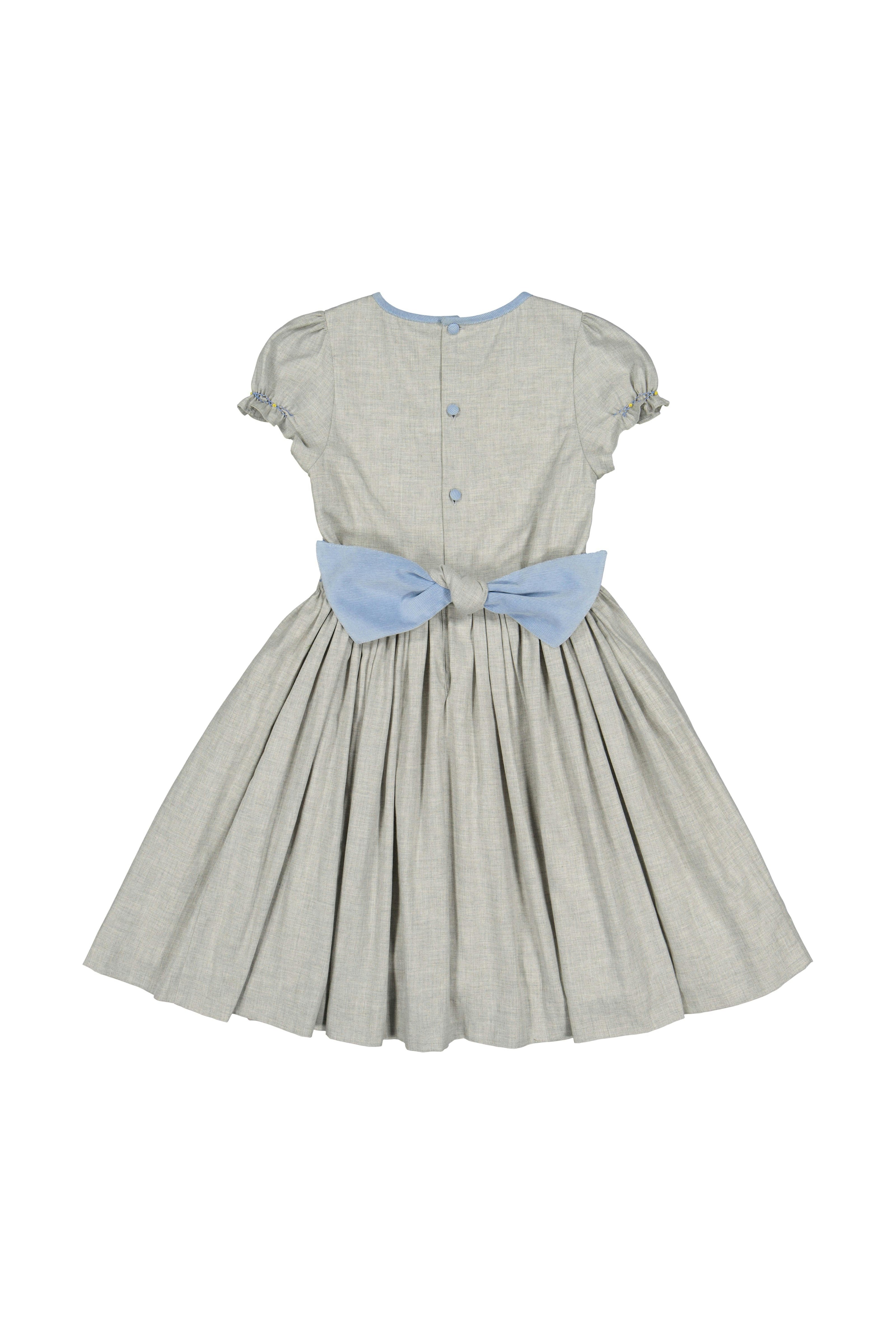 AMBRE GREY FLANNEL SMOCKED DRESS