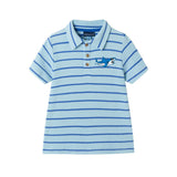 Boys Striped Waffle Polo Set | Blue Shark