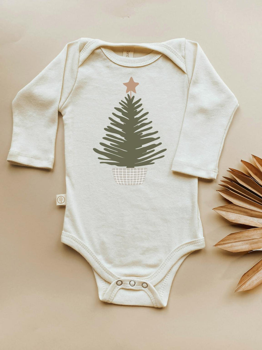 Holiday Tree Organic Baby Bodysuit Long Sleeve