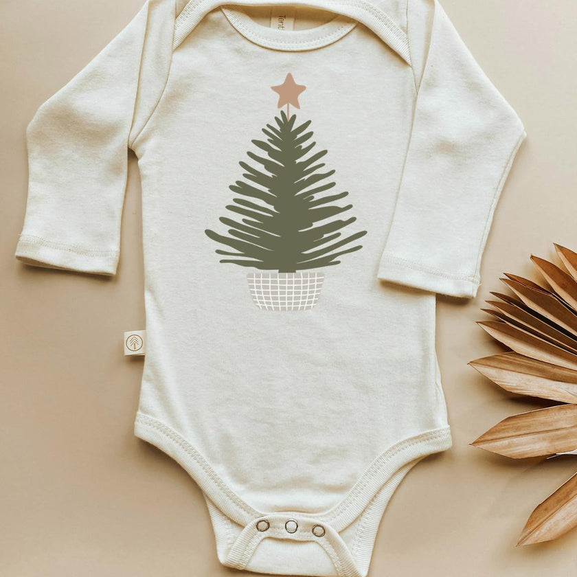 Holiday Tree Organic Baby Bodysuit Long Sleeve