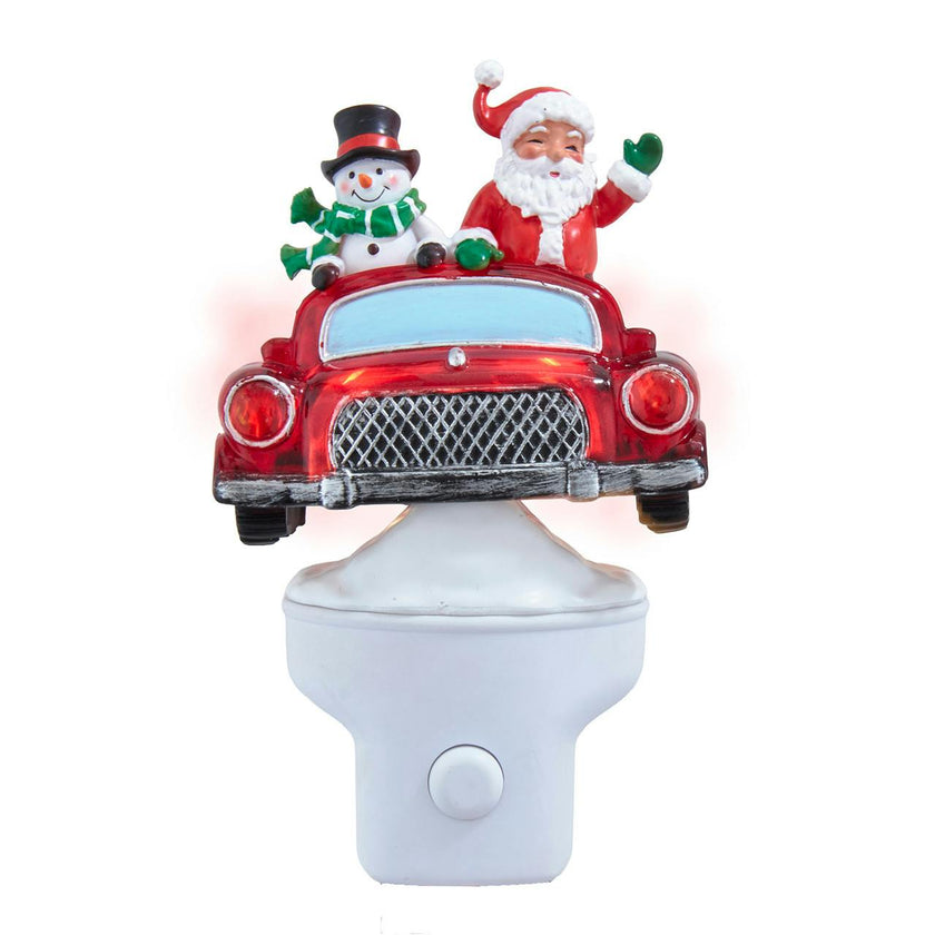 Kurt Adler Snowman & Santa With Car LED Night Light