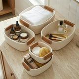 Beautiful Storage Basket Set of 5 - Modern Cotton Rope Baskets for Organizing Shelves - Perfect Bins for Nursery, Changing Table, Office and Living Room