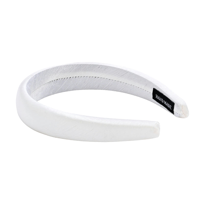 White Classic Satin Padded Headband
