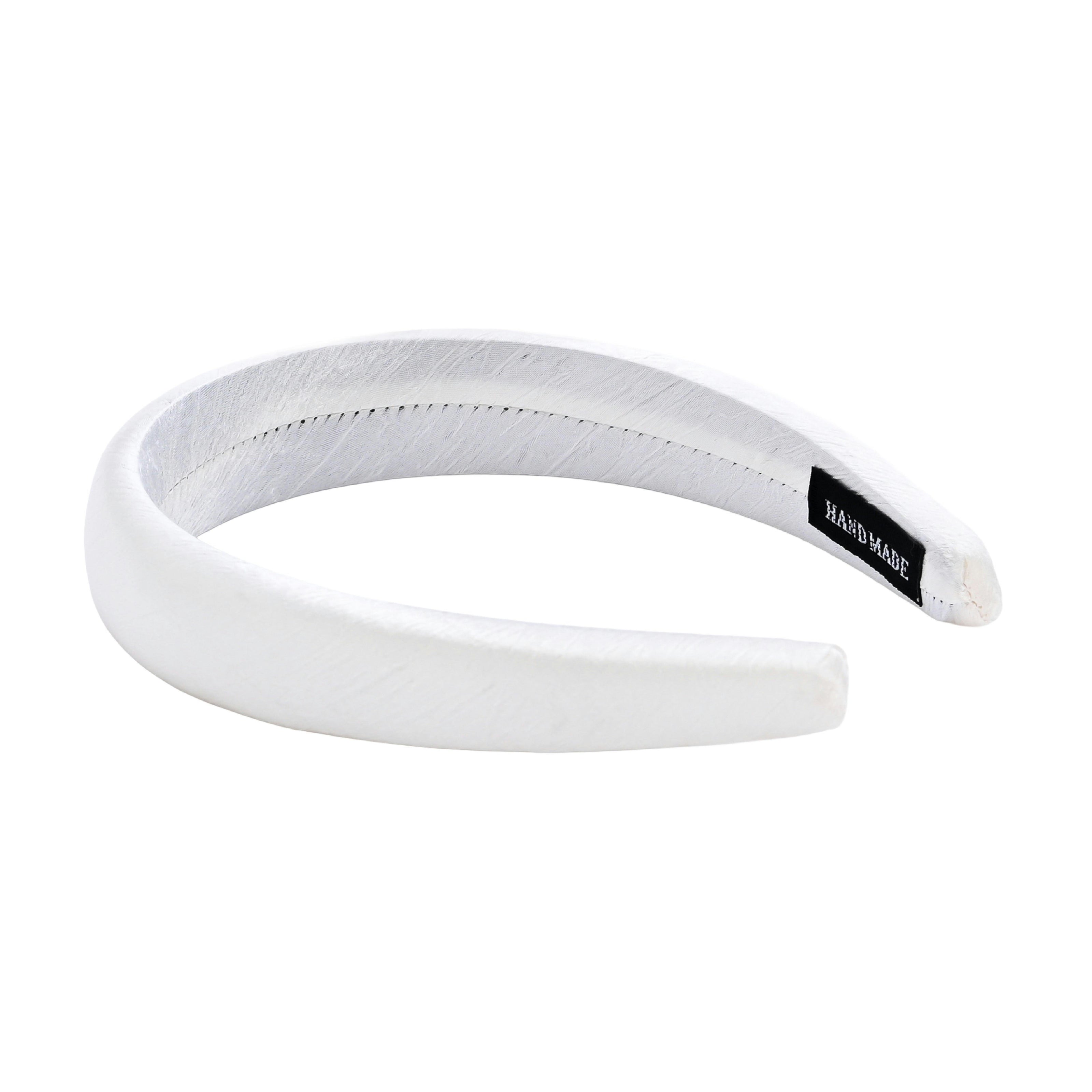 White Classic Satin Padded Headband