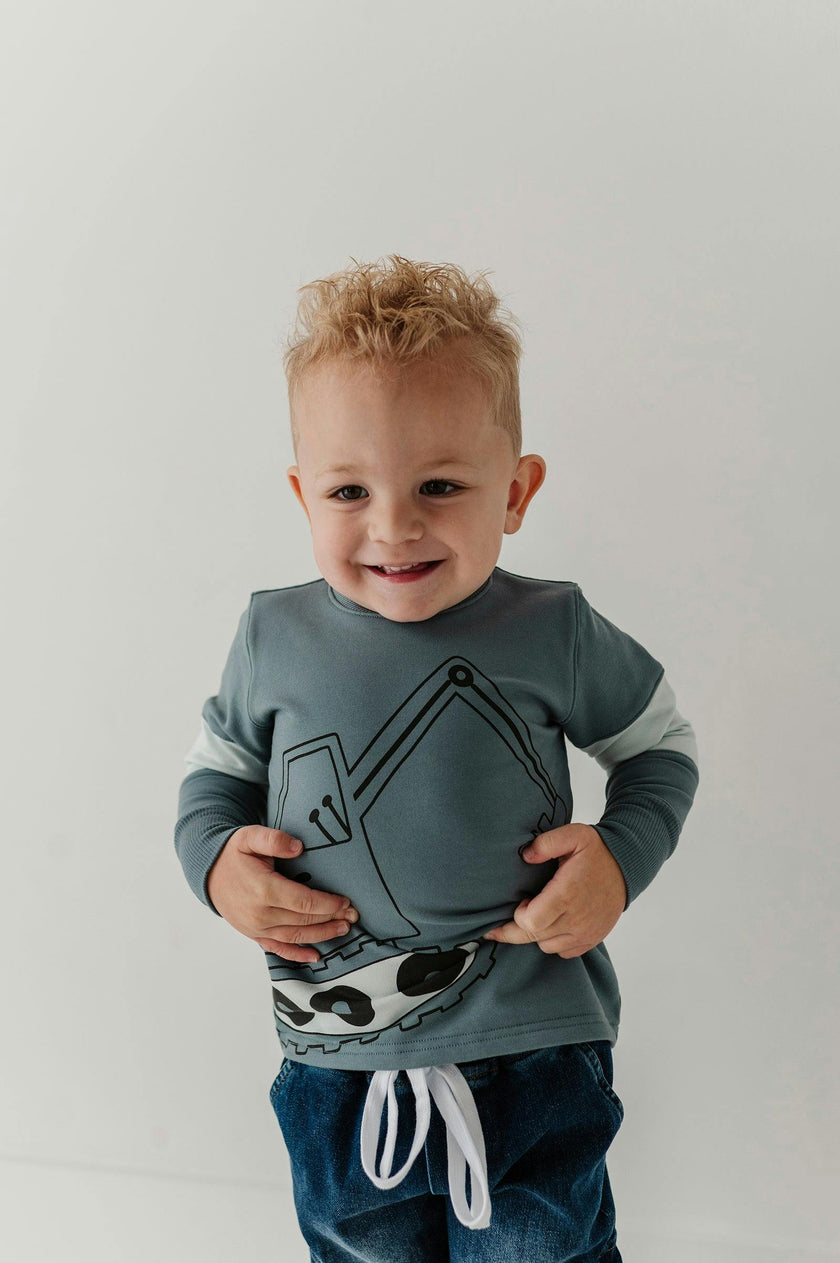 Boys Crewneck Long Sleeve Sweatshirt in Excavator