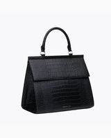 Large, Insulated, Chic Lunchbox, Black Croc