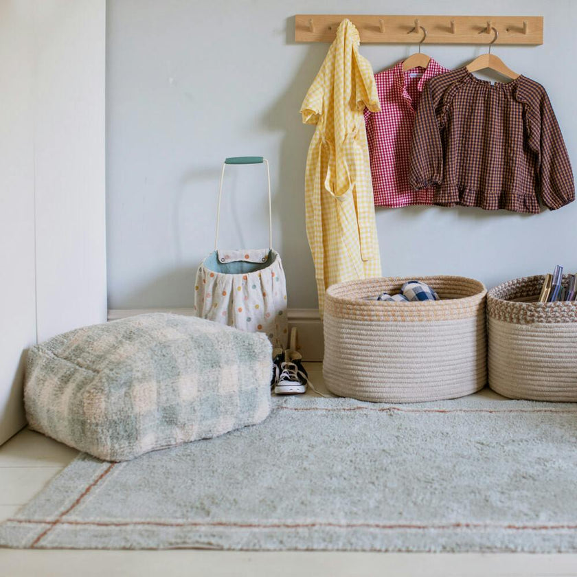 Vichy Plush Tablecloth-Inspired Pouf