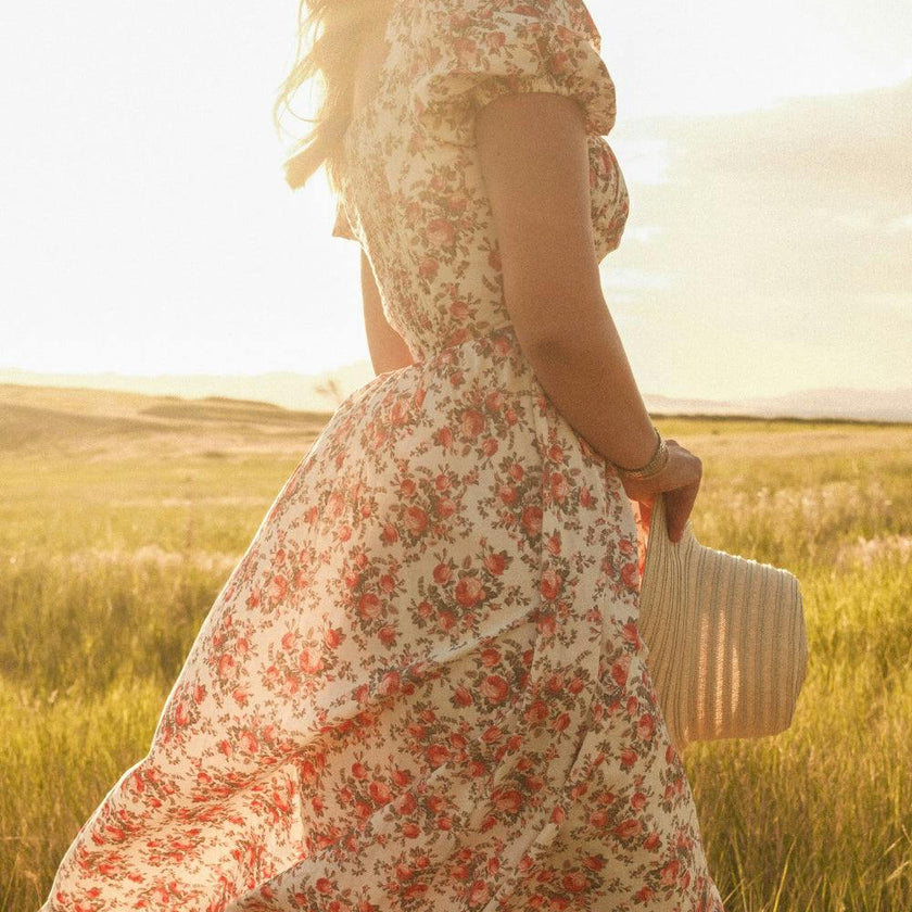 Amira Dress in Ivory Heritage Rose