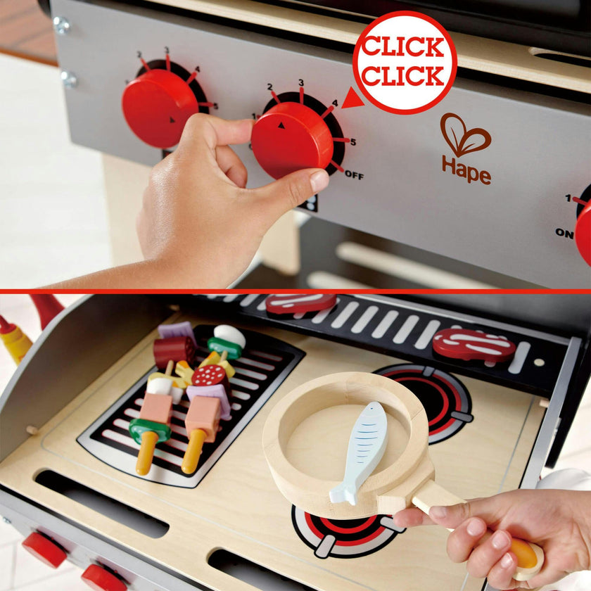 Gourmet Grill Wooden Play Kitchen & Food Accessories