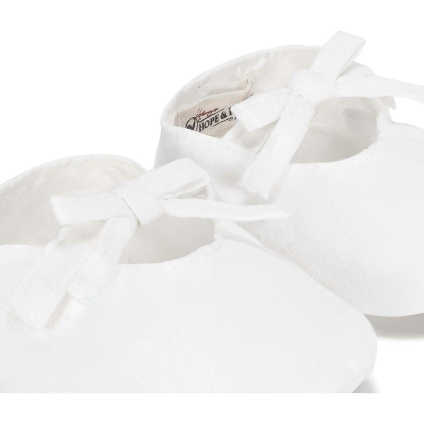 Linen Bow Front Soft Shoe, White