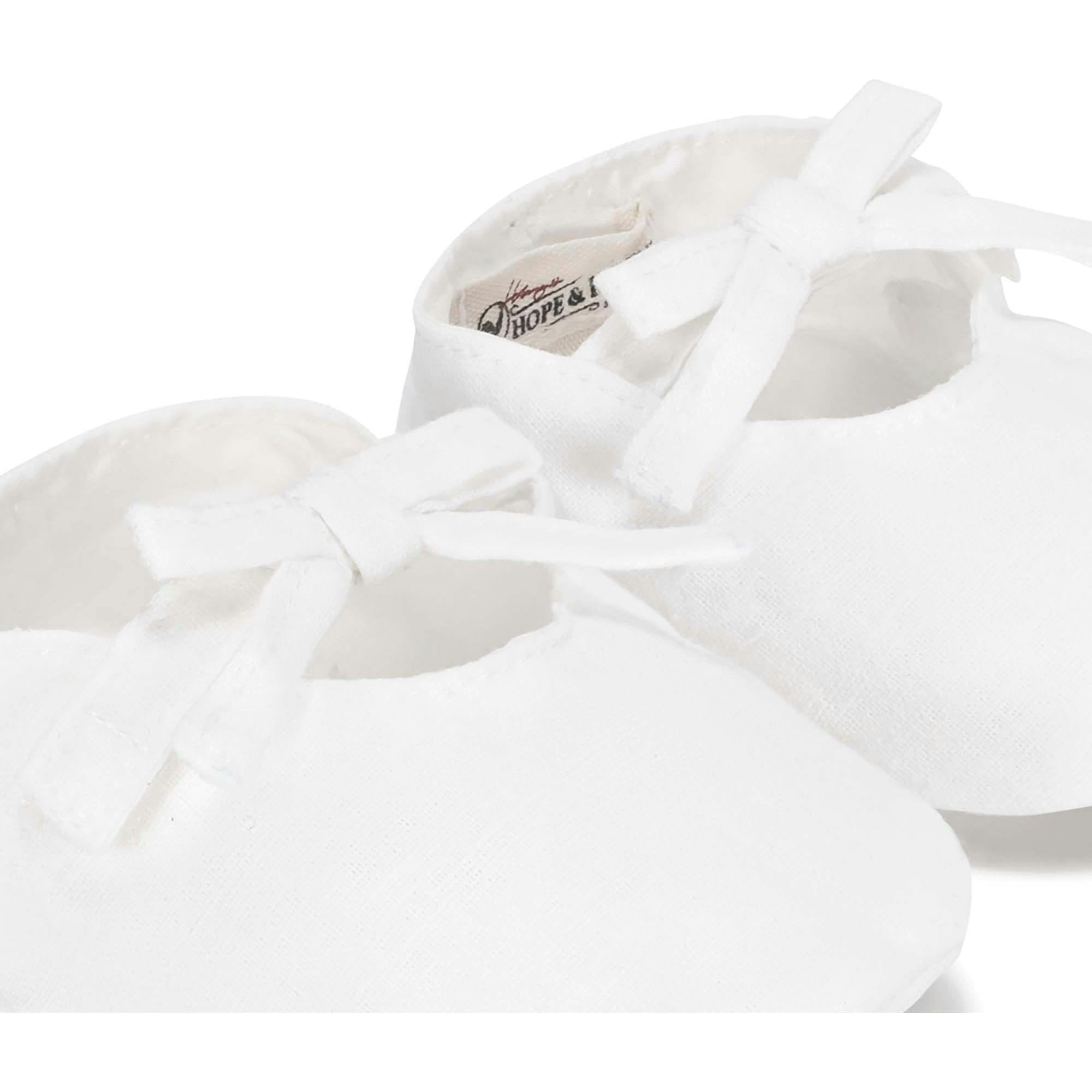 Linen Bow Front Soft Shoe, White