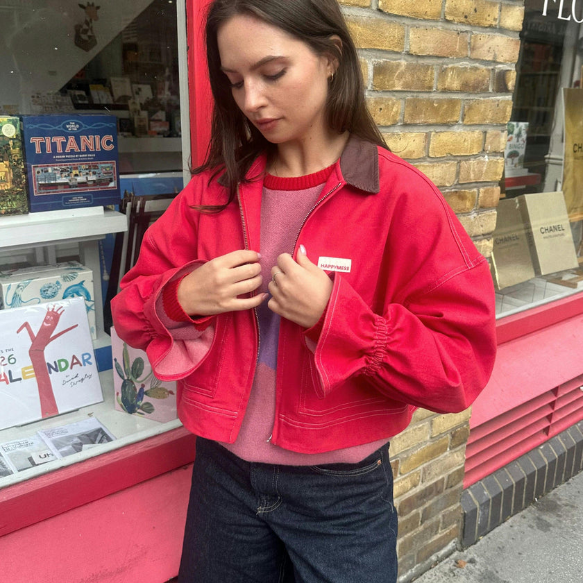 women's denim jacket - retro red