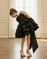 Black Tiered Bow Dress