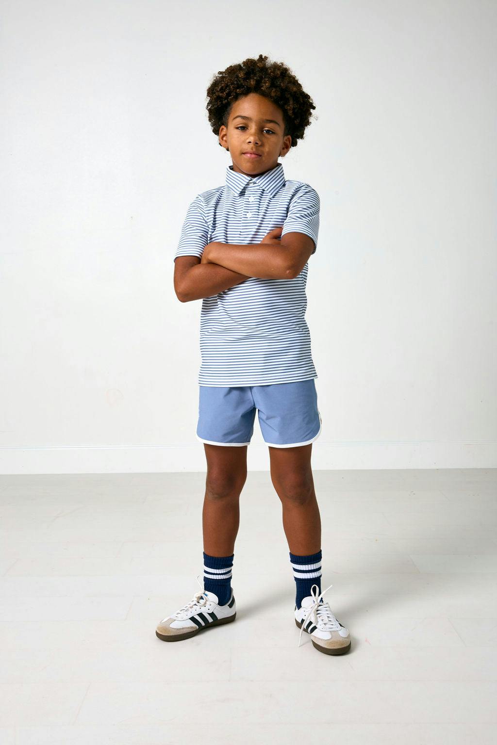 slate retro super short with white piping