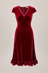 Livia Dress in Burgundy Velvet
