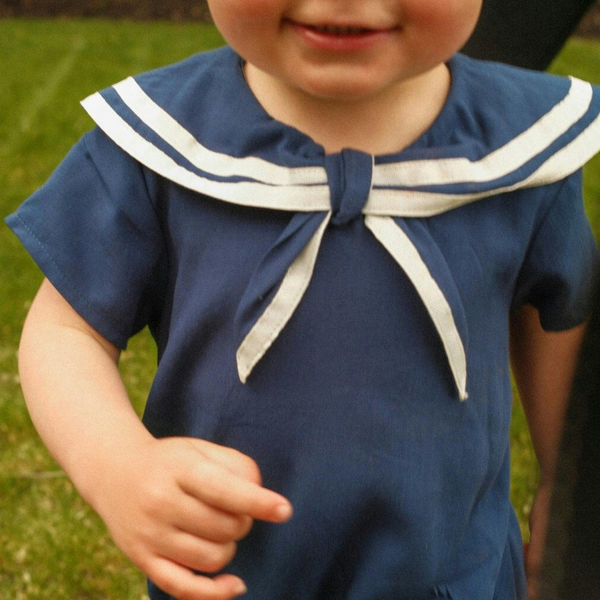 Baby Sailor Romper in Navy