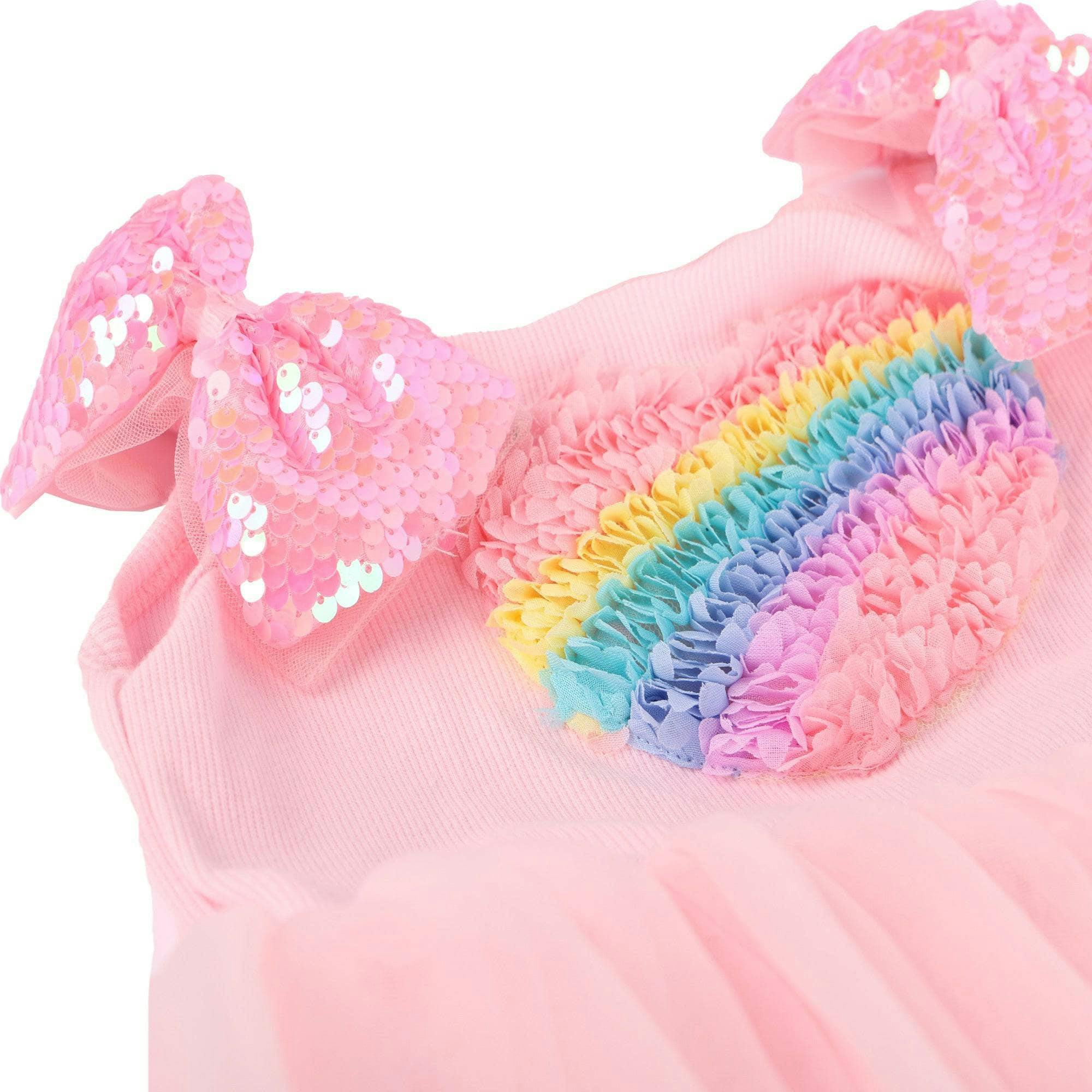 3D Rainbow Heart Tulle Dress