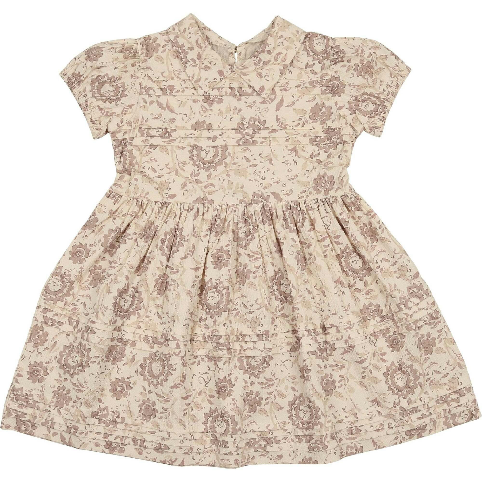Pleated Garden Short Sleeve Dress