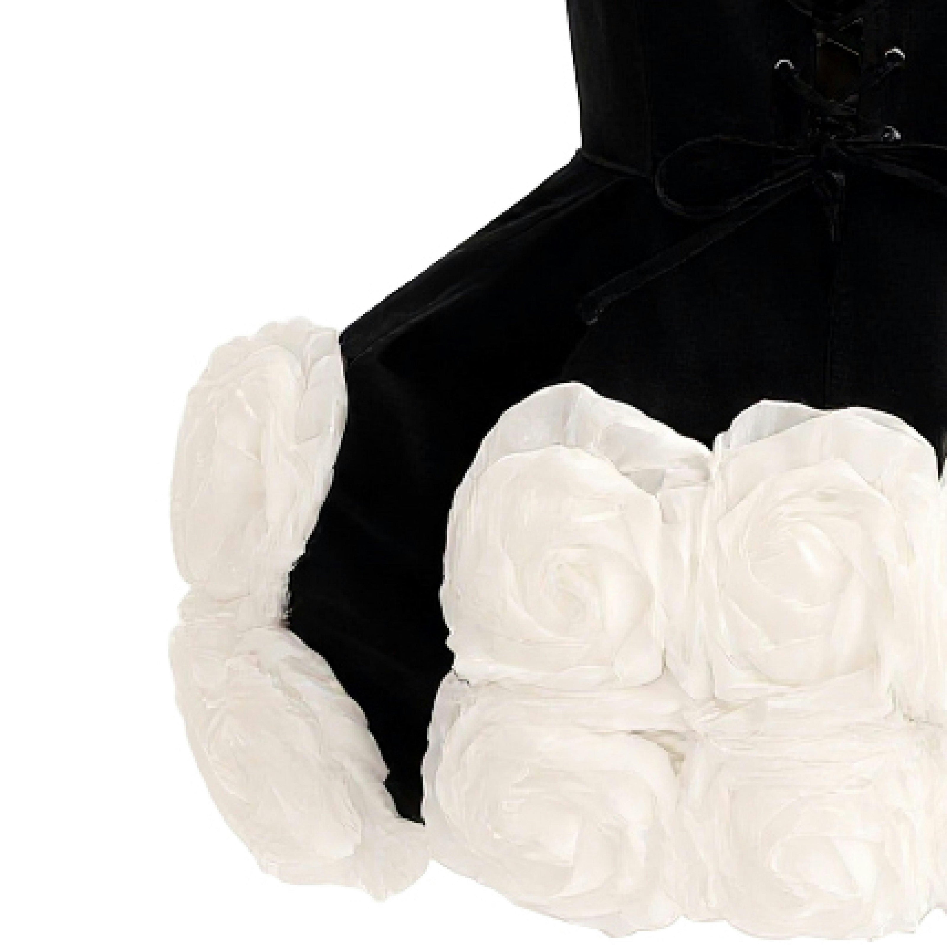 Black Almendra Floral Strapless Dress