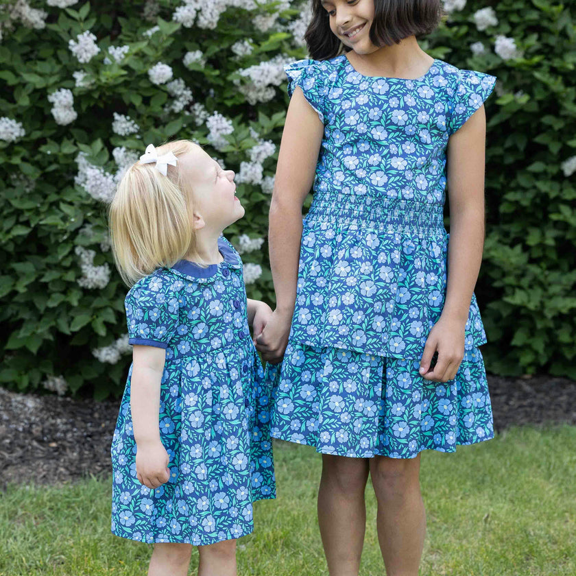 Floral Print Dress W/Waist Ruching