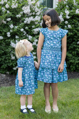 Floral Print Dress W/Waist Ruching