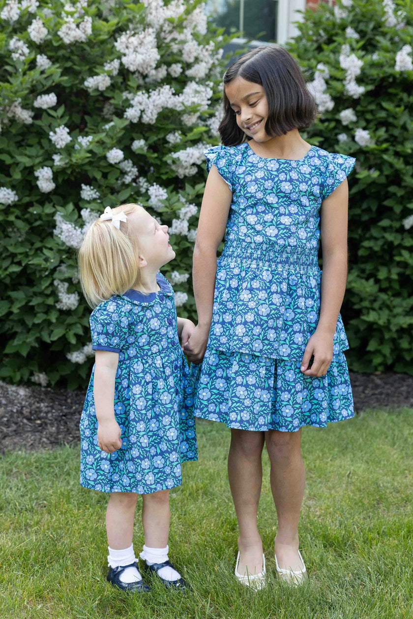 Floral Print Dress W/Waist Ruching