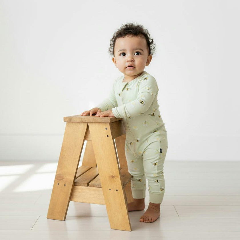 Zippered Romper in Bee Happy