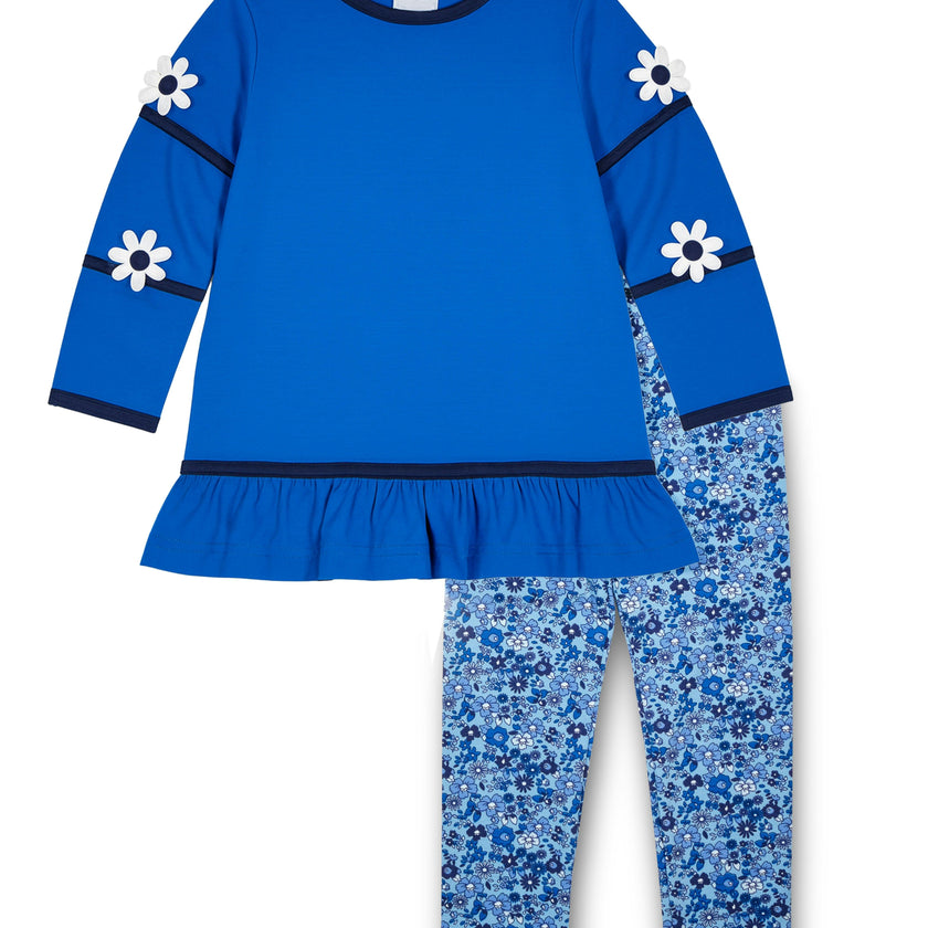 Knit Tunic With Flowers And Floral Leggings