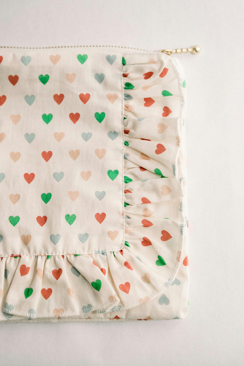 Love In Bloom Timless Floral Ruffle Zipper Pouch