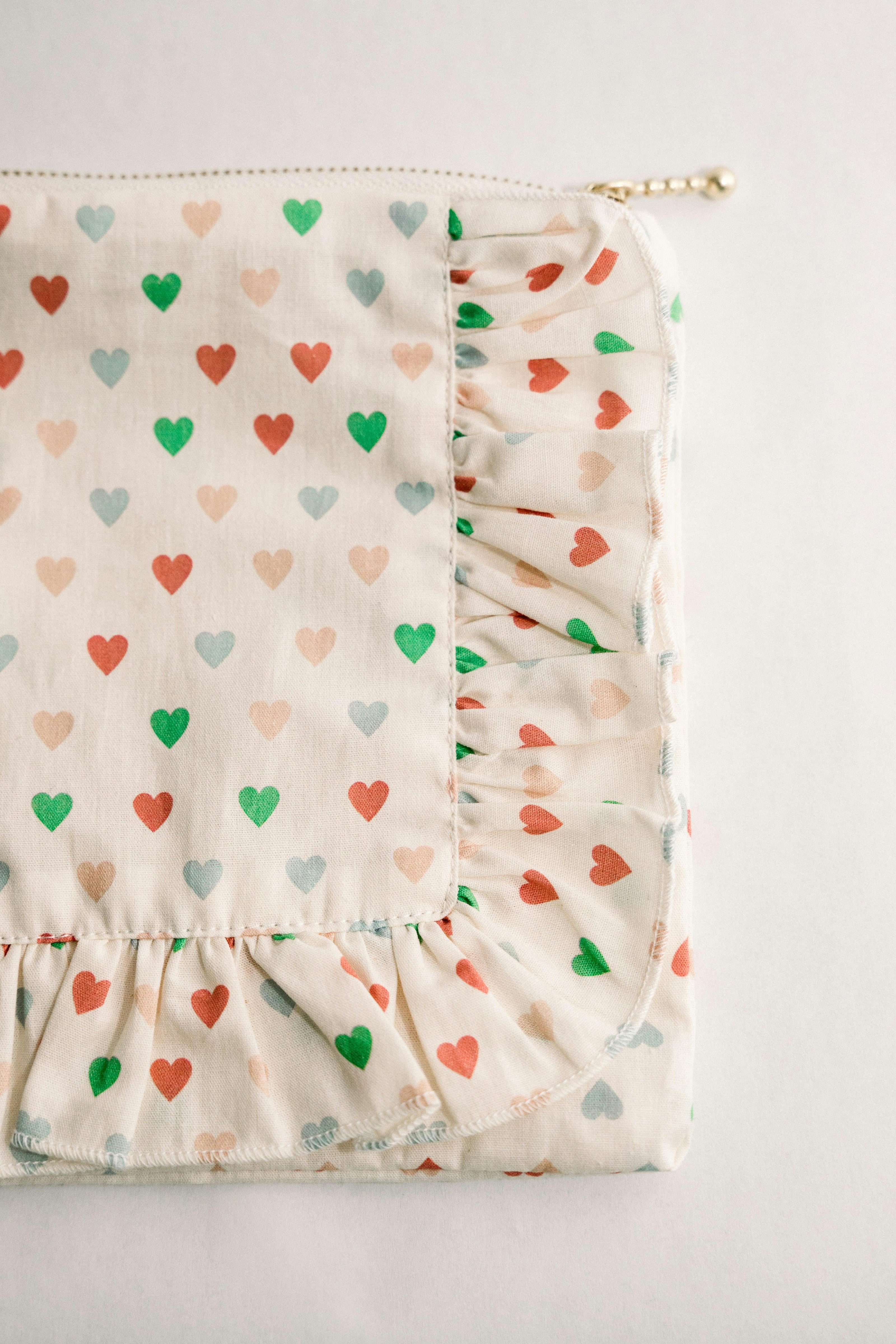 Love In Bloom Timless Floral Ruffle Zipper Pouch