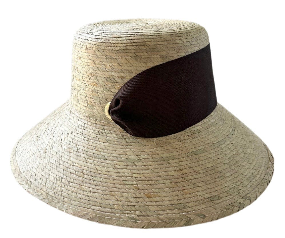 Clematis Bucket Hat (PreOrder Shipping June 15th) - Chocolate Brown Wide & Short Grosgrain Ribbon
