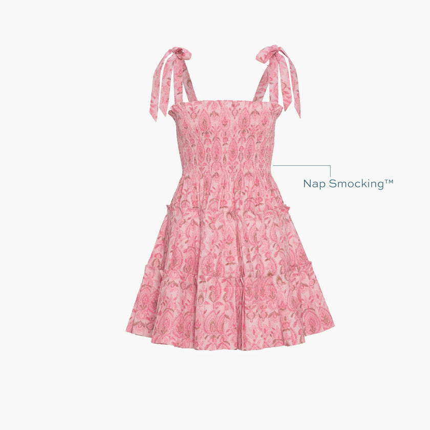 The Ribbon Charlotte Nap Dress - Pink Palm Ikat