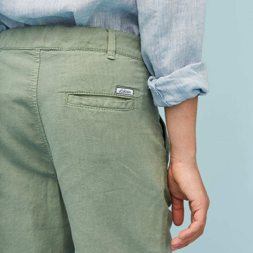Grey Green Linen Cotton Shorts
