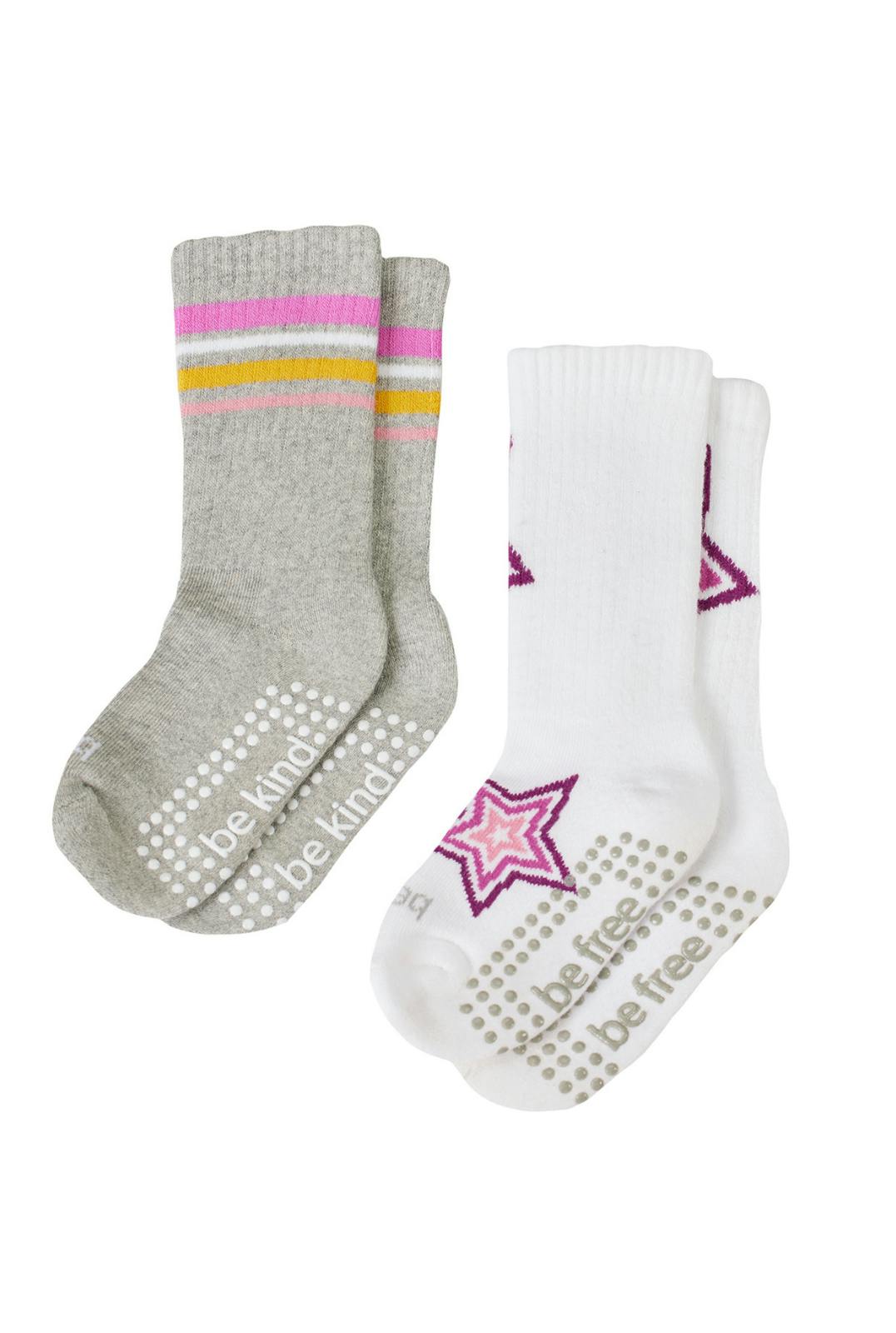 Girls 2 Pack Grip Crew Socks 2T-4T (Sadie)