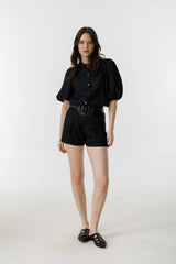 Frida Linen Shorts - Black