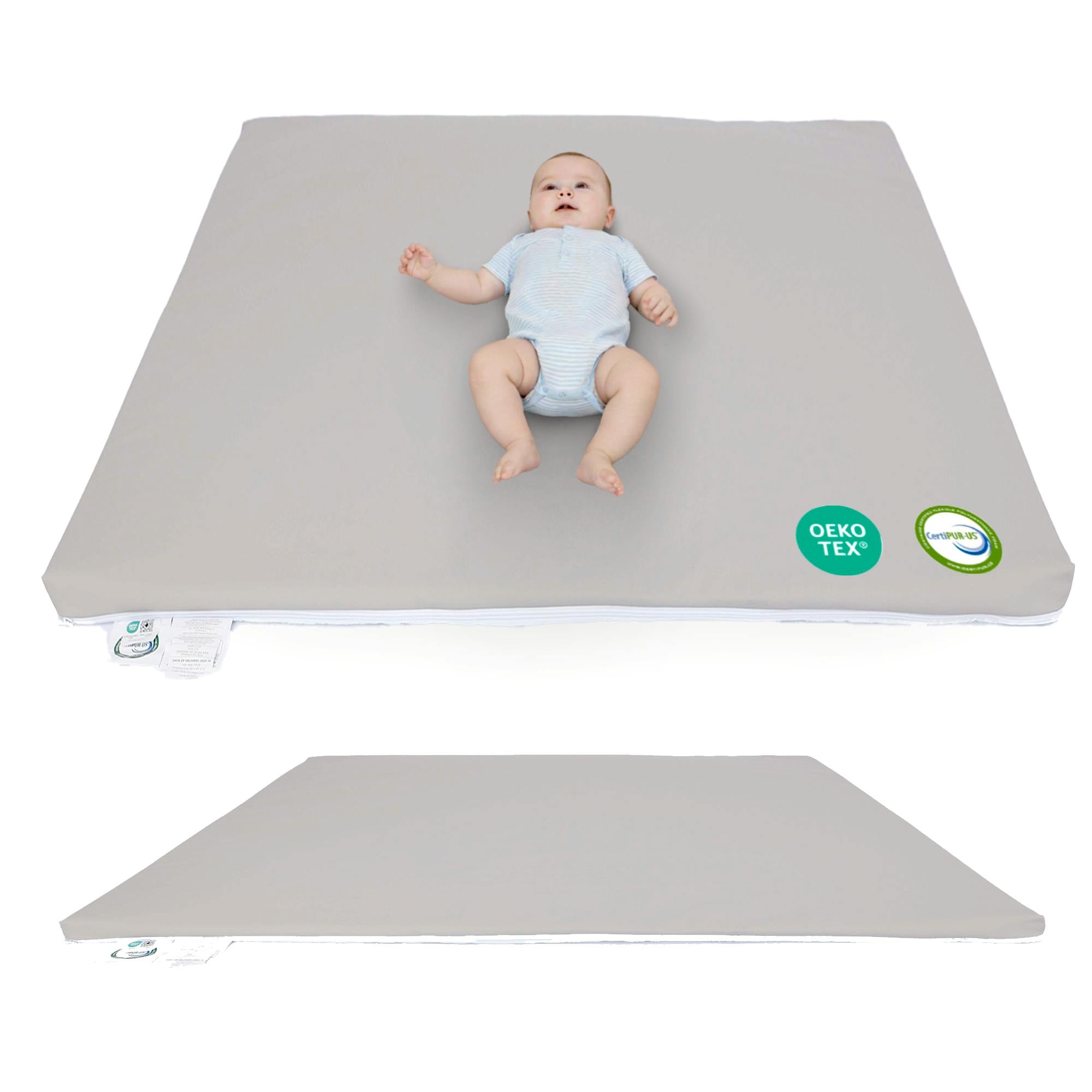 Sleepah Waterproof Vegan Leather Baby Play Mat, 50x50  - Waterproof Removable Cover