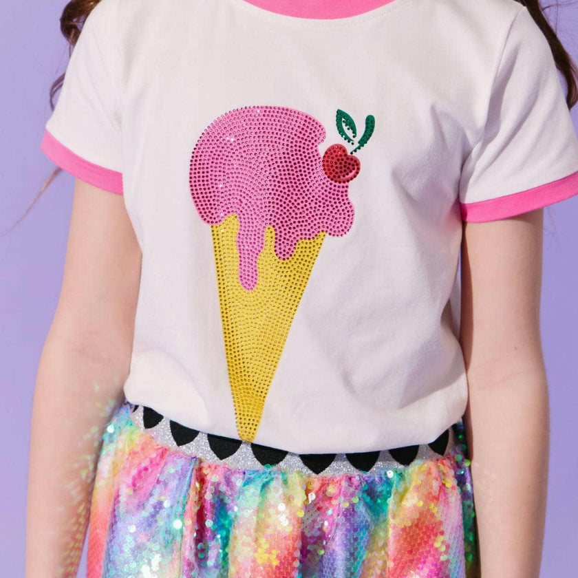 Crystal Ice Cream Piped Crew Neck Tee