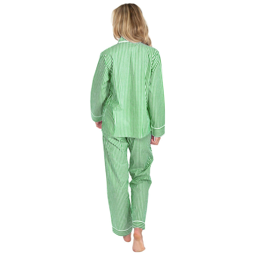 Women's Braddock Green Long PJ Set - Organic Cotton Poplin
