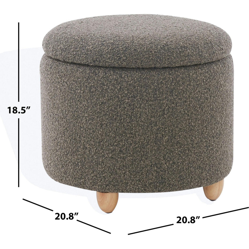 Mariabella Boucle Storage Ottoman / Dark Brown / Natural
