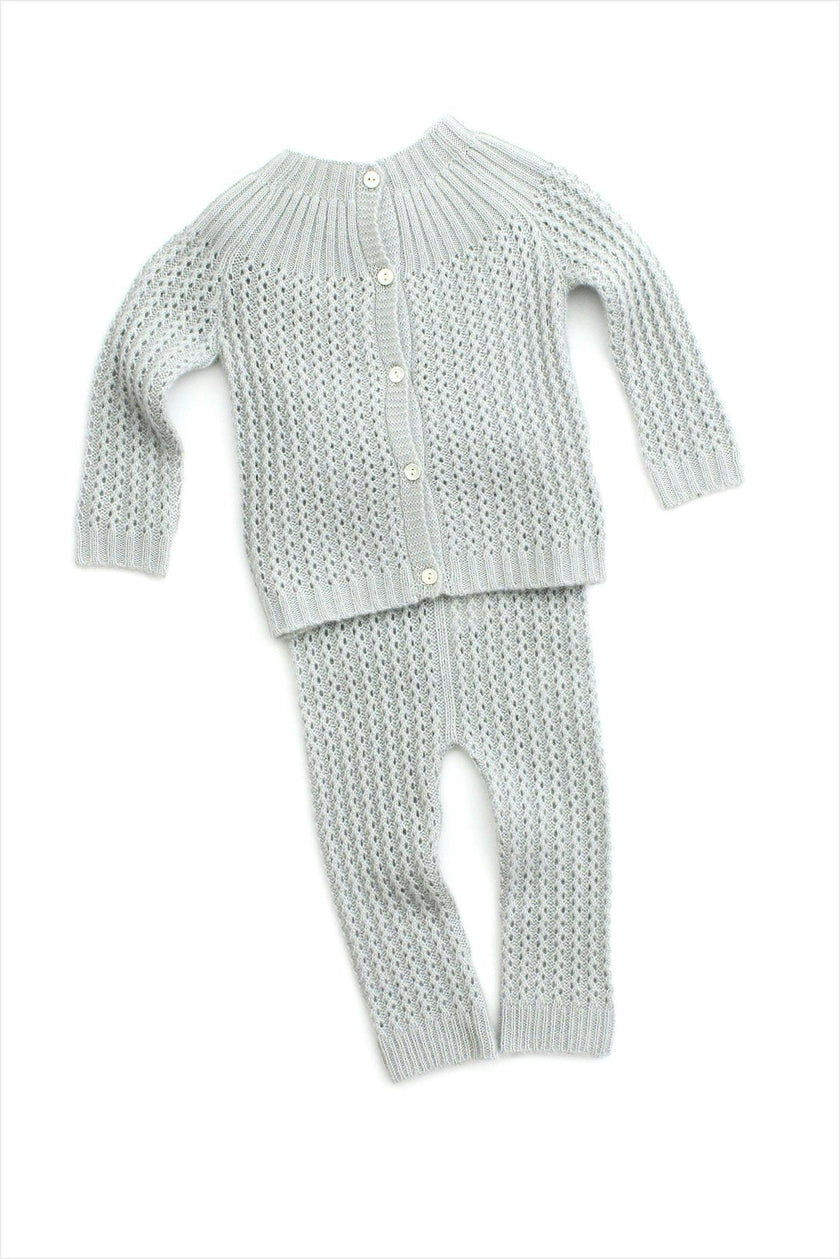 Cashmere Yoke Cardigan Dove Grey